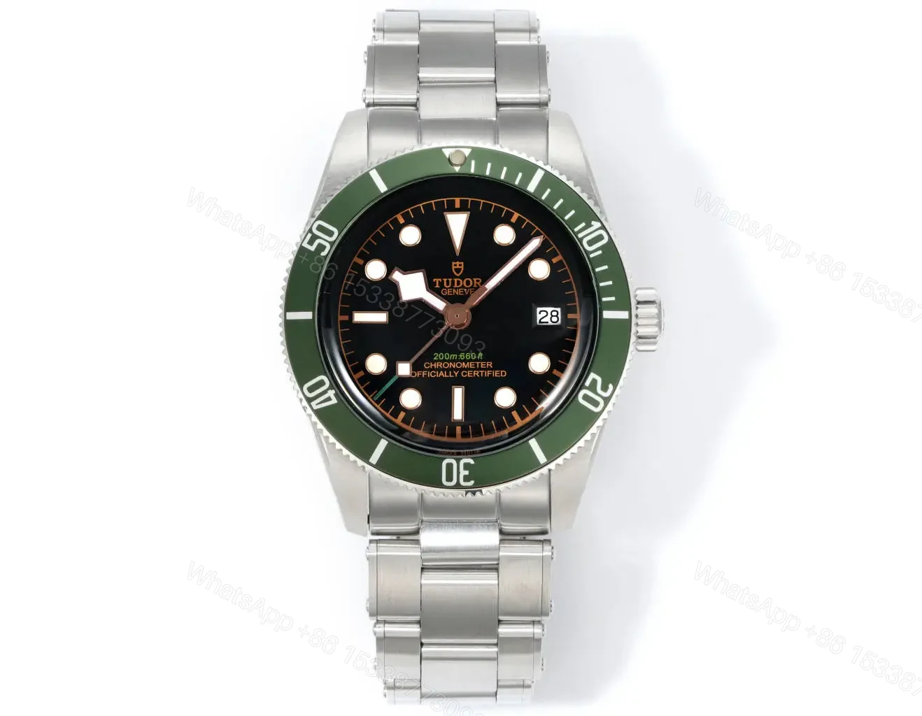 Tudor R28 Biwan Green Bezel Black Dial Five-Link Bracelet Premium 41MM TUD-R28-GRN-STL-41 — view 1