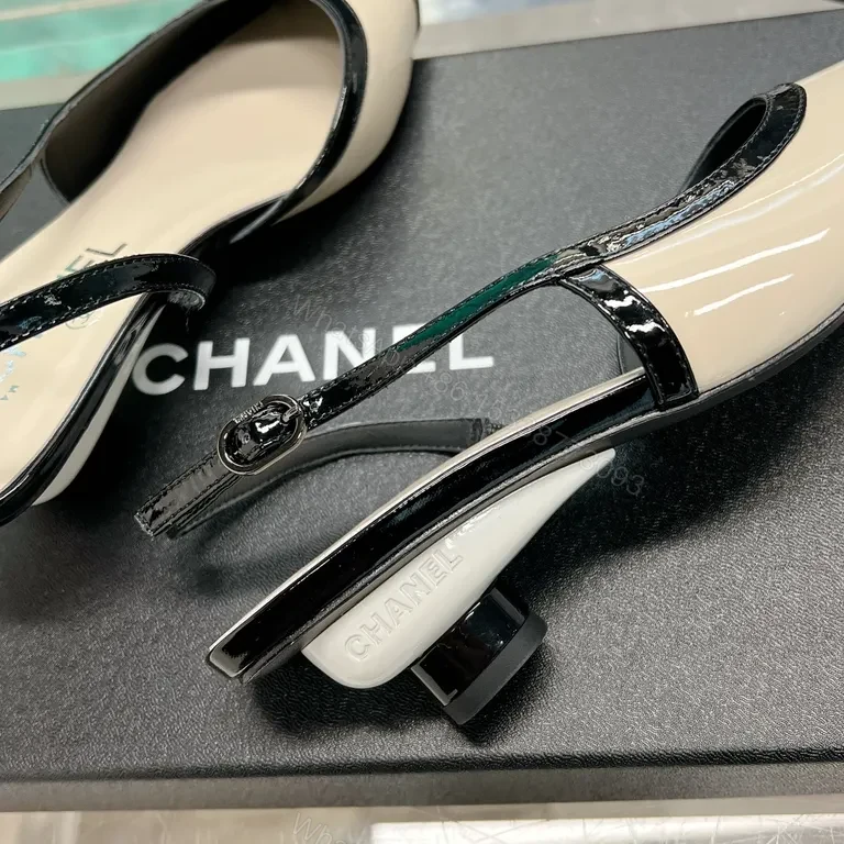 View 8 of Two-Tone Chanel-Inspired Pointed-Toe Slingbacks