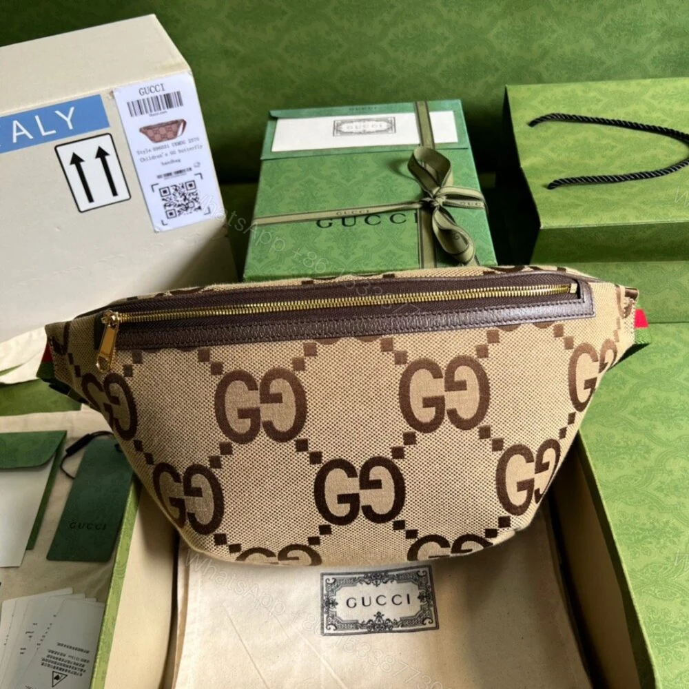 View 2 of Gucci Jumbo GG Belt Bag Camel And Ebony Jumbo GG Canvas 39cm GG 696031 UKMDG 2570