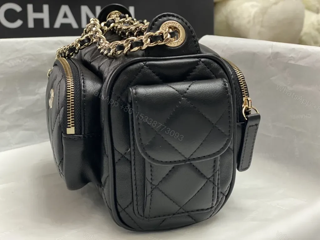View 2 of Chic Quilted Crossbodyâ€”Lambskin, Gold Hardware, Modern Luxury