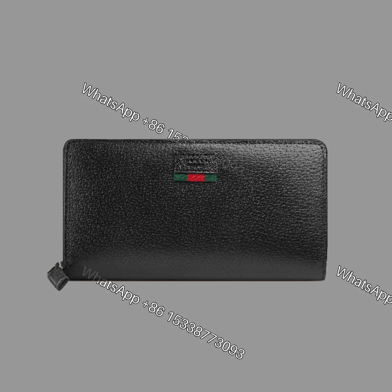 GUCCI LEATHER ZIP AROUND WALLET WITH WEB — view 1