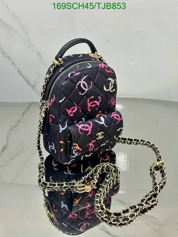 View 2 of Chanel Mini Backpack in Black Canvas and Leather PR7531