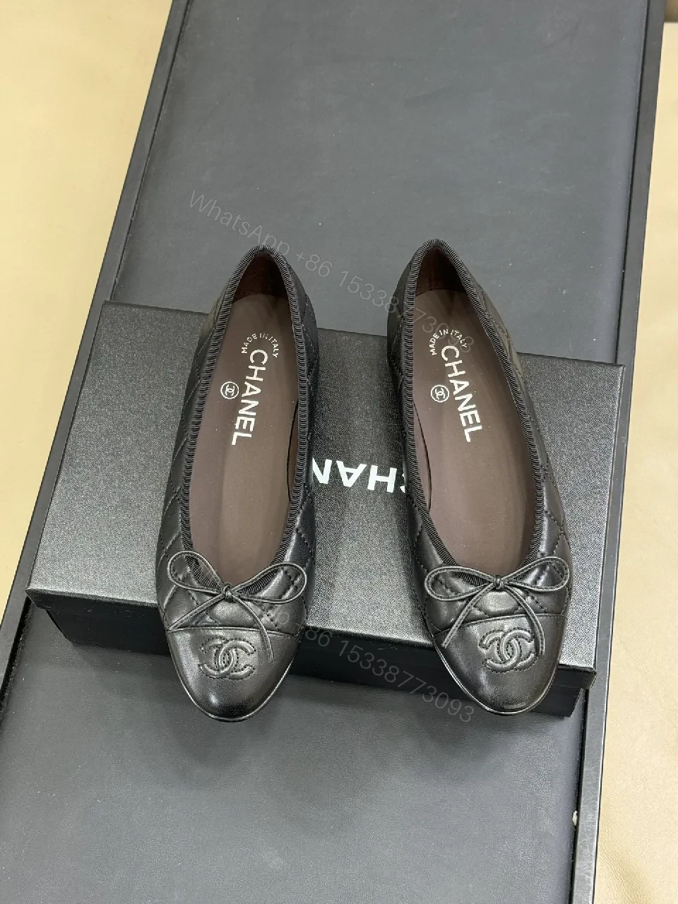 View 2 of Quilted Leather Ballet Flats: Subtle Luxury in Black