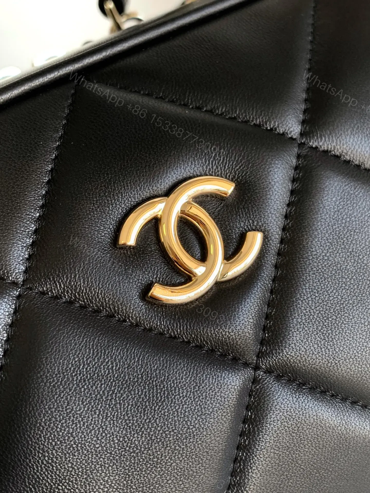 View 4 of Chanel Black Quilted Lambskin Leather Bag