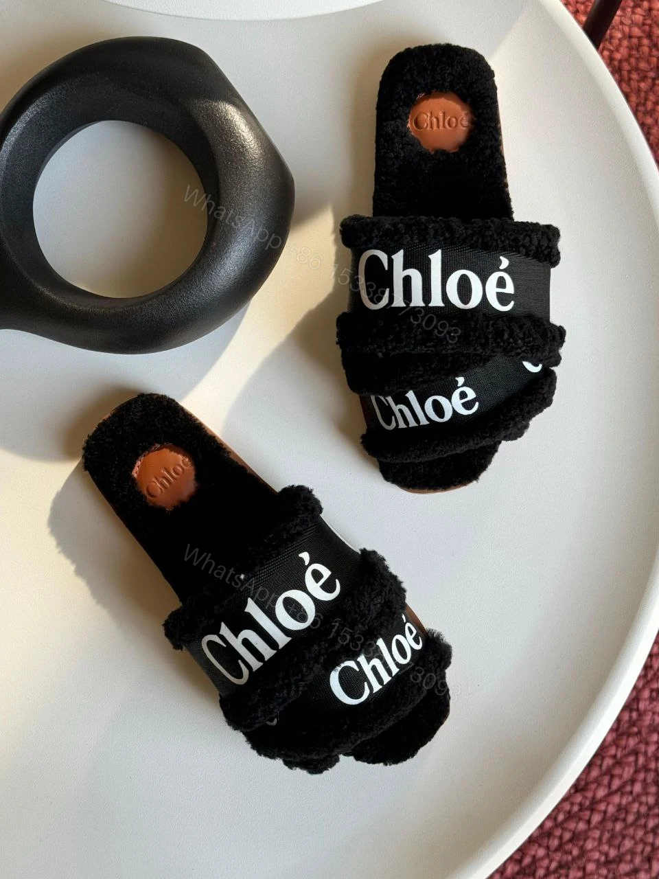View 3 of Chloé Marcie faux fur mules & clogs