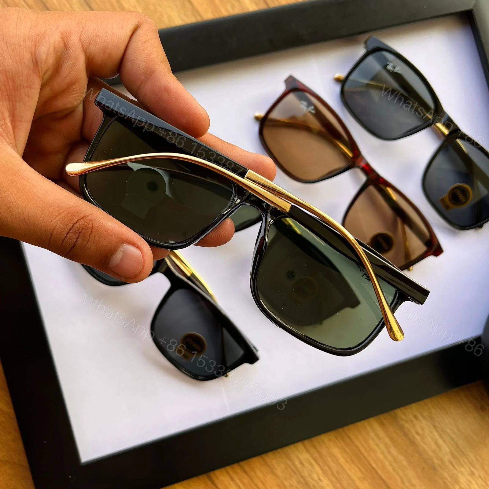 View 5 of Ray-Ban Flip-Up Sunglasses Black