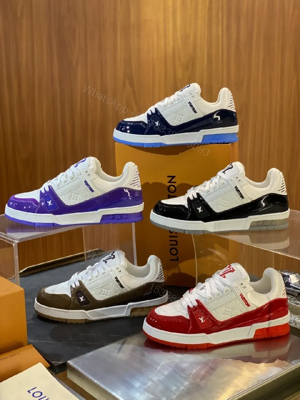 View 4 of Purple-Accent Leather Suede Low-Top Sneakers with Comfort Core