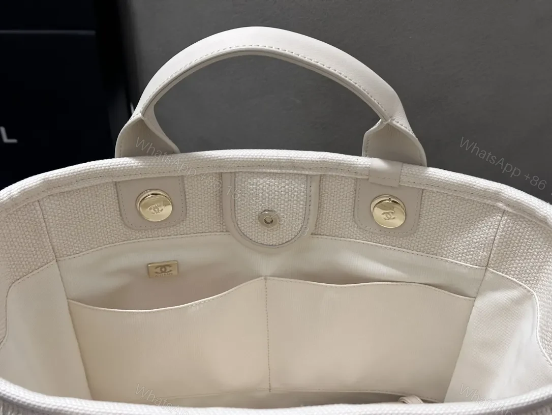 View 3 of Chanel-Inspired Striped Textured Tote: Everyday Luxe
