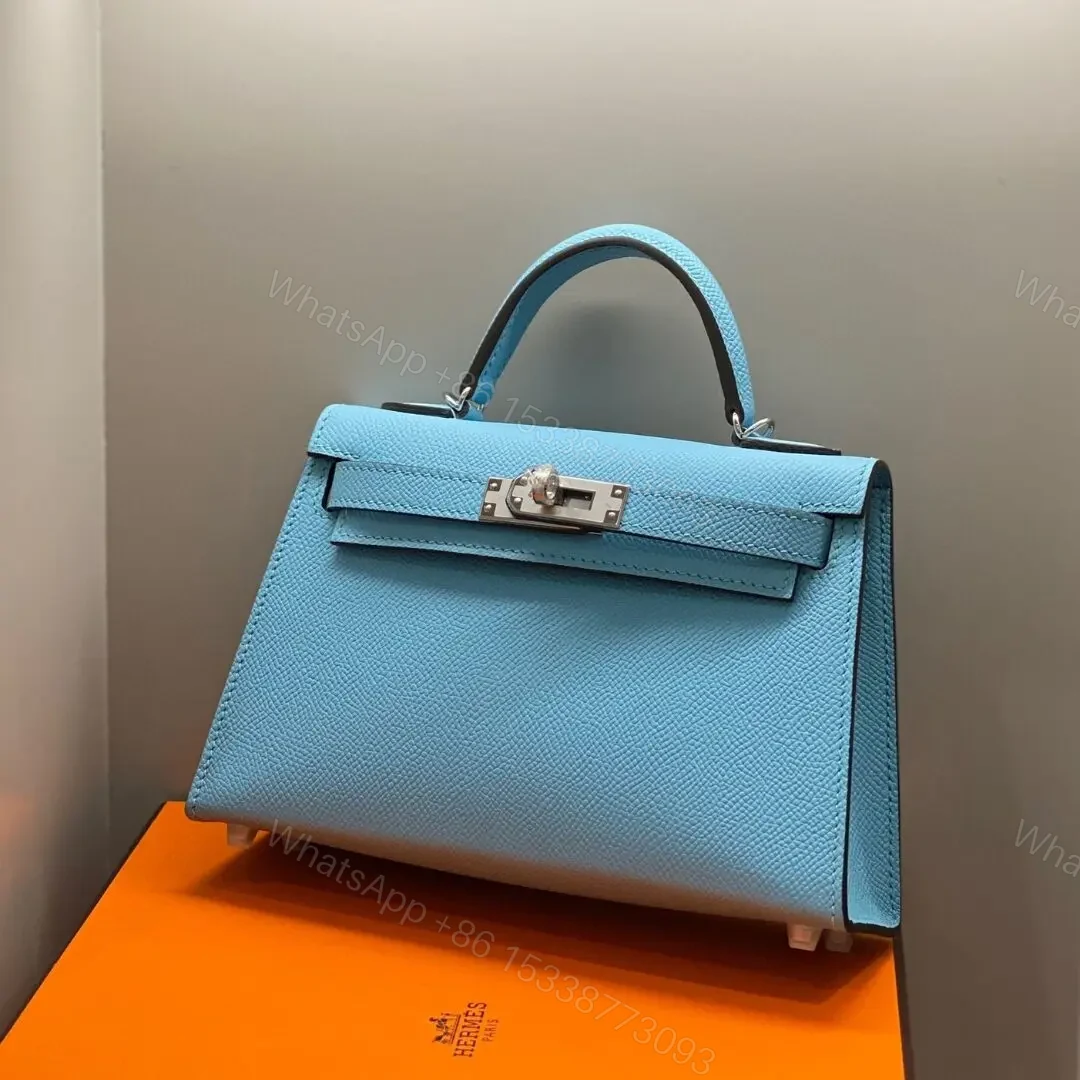 HN KELLY MINI 20 SKY BLUE EPSOM SILVER HARDWARE — view 1