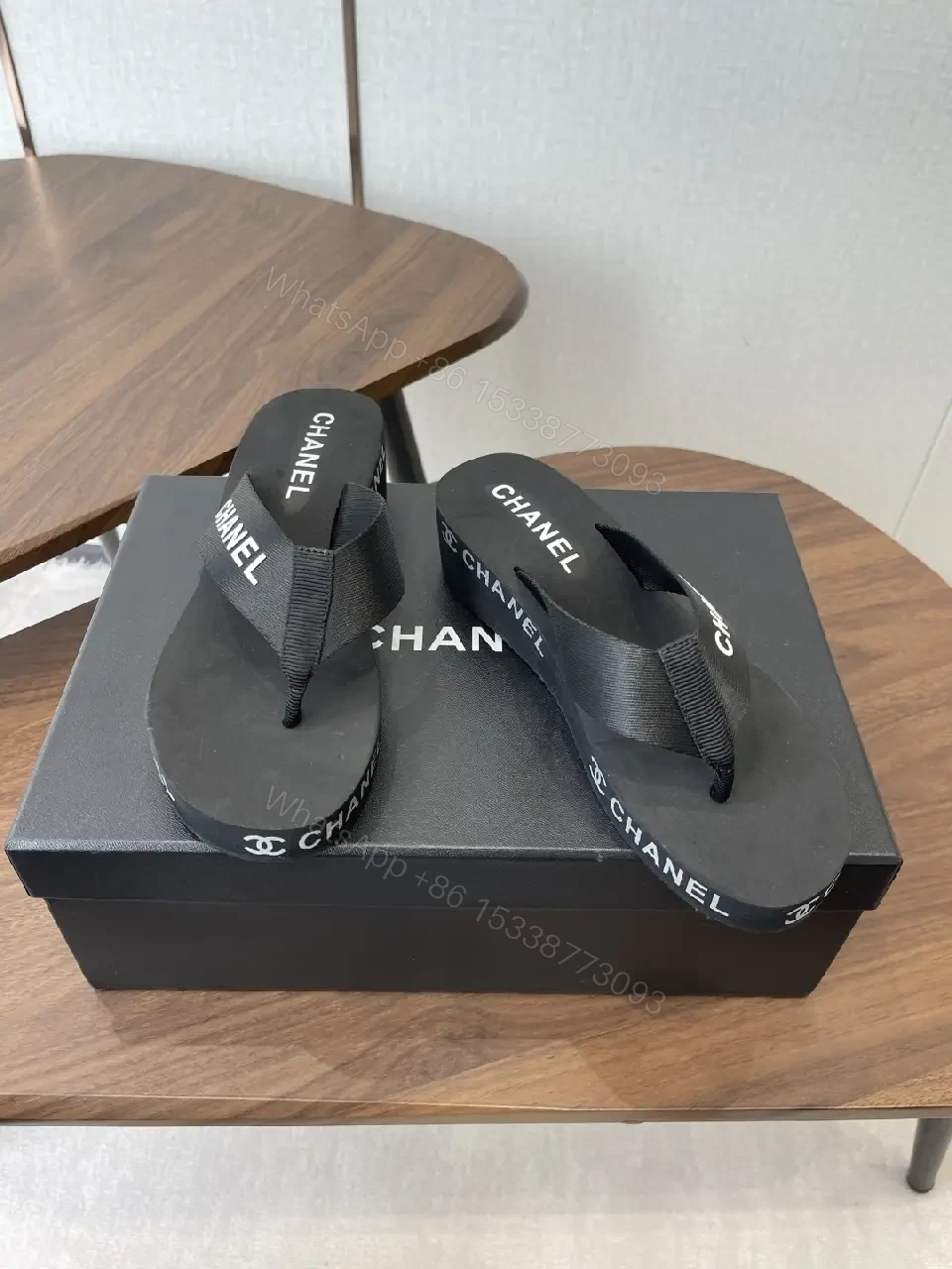 View 6 of Minimalist Black Luxe: Couture-Inspired Flip-Flops with Subtle Logo