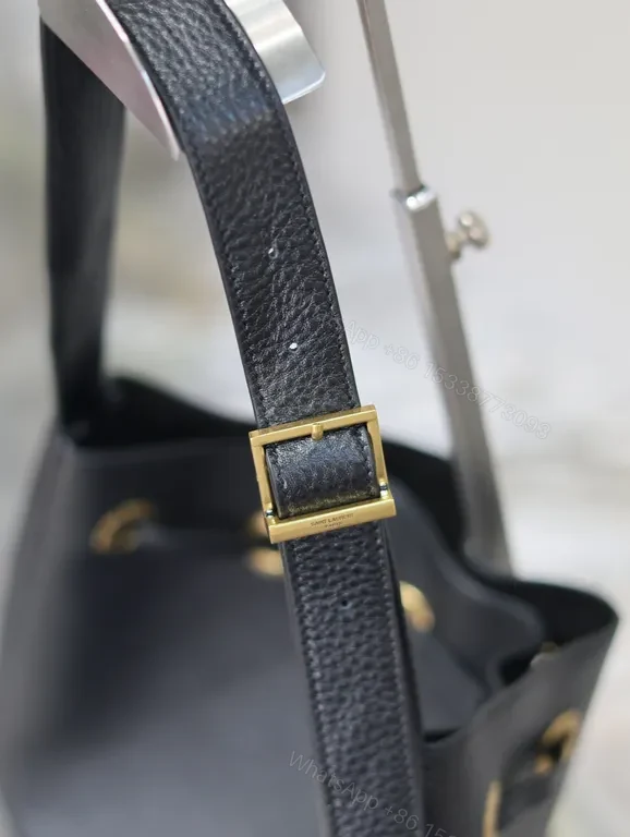 View 7 of Compact Luxe Drawstring Bag with Gold-YSL Monogram
