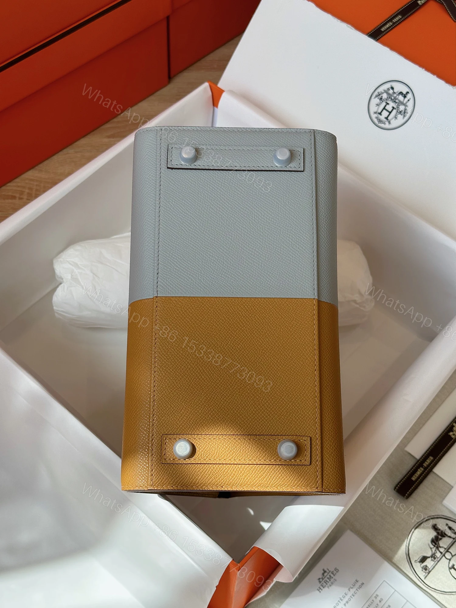 View 3 of Hermes Birkin 25 Gray/Brown Epsom leather Palladium Hardware