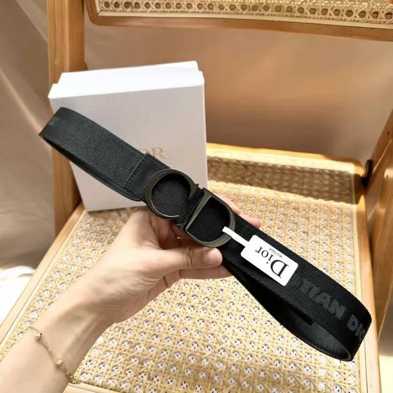 View 4 of Bold Black Dior-Influenced Webbing Belt: Modern Luxe Edge