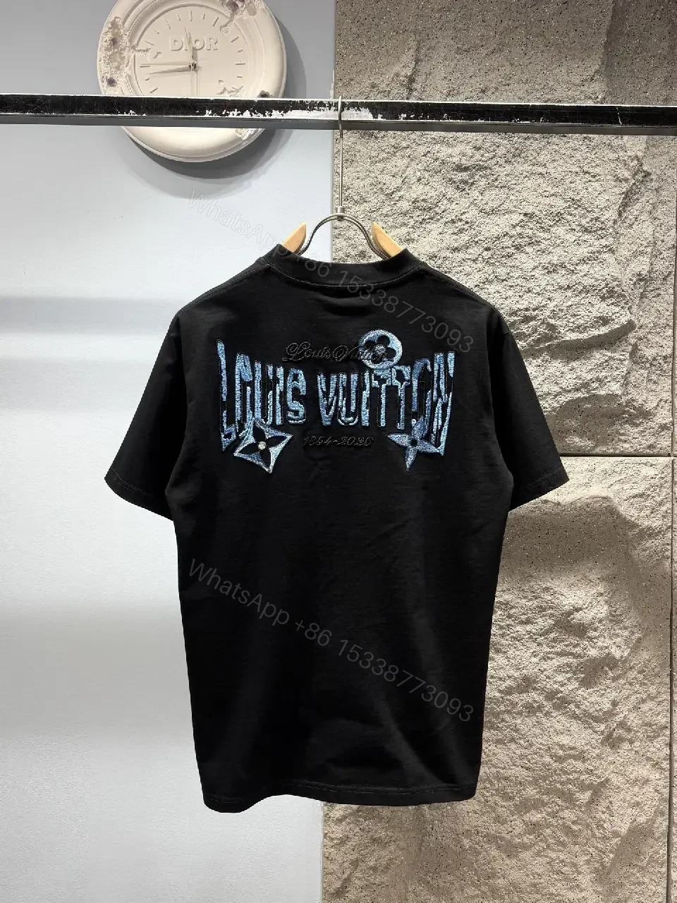 View 7 of Embroidered Monogram Black Tee - Minimal Luxe Crewneck