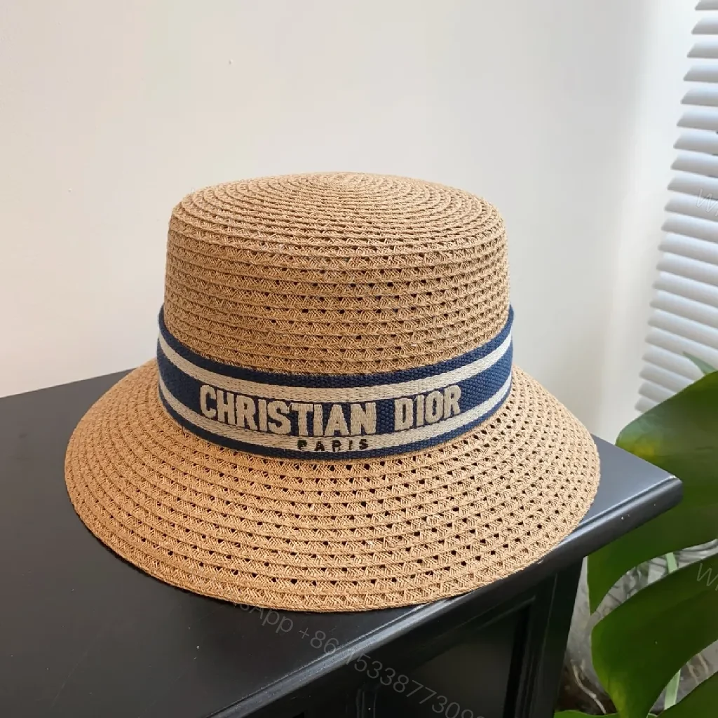 View 6 of Elegant Straw Hat with Dior Band: Effortless Sun-Ready Sophistication