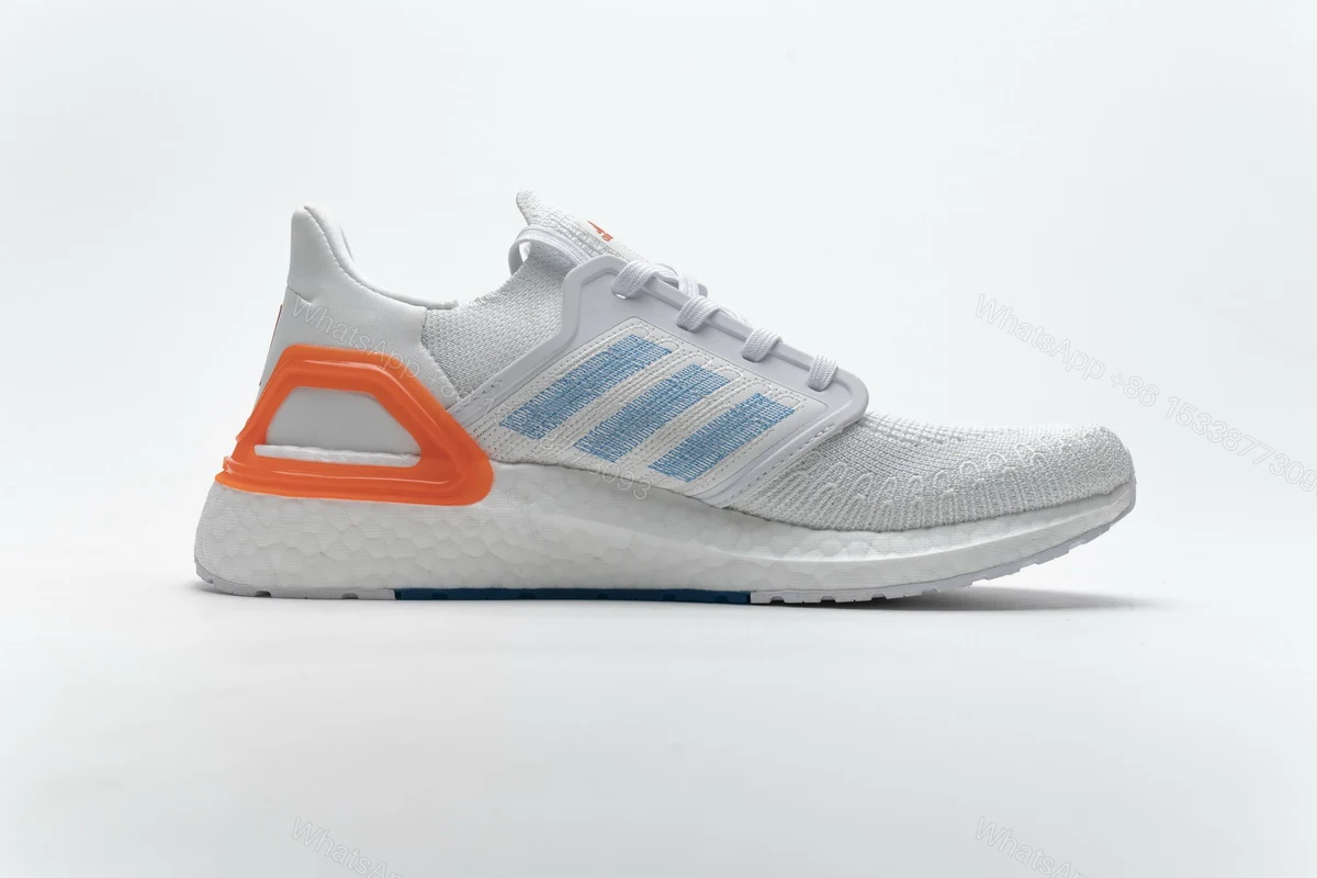 View 2 of Adidas Ultra Boost 20 White Sharp Blue True Orange EG0768