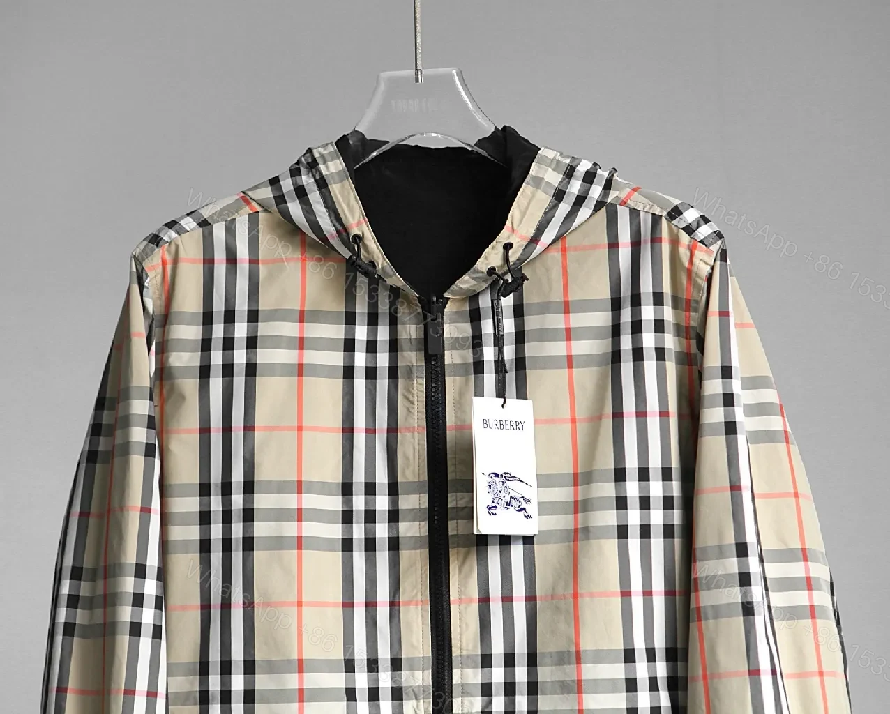 View 8 of Patterned Windbreaker Jacket with Hidden Zip Detail