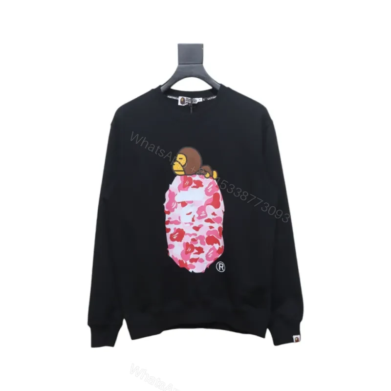 View 3 of Bape Monkey Print Crewneck Sweatshirt 'BlackPink'