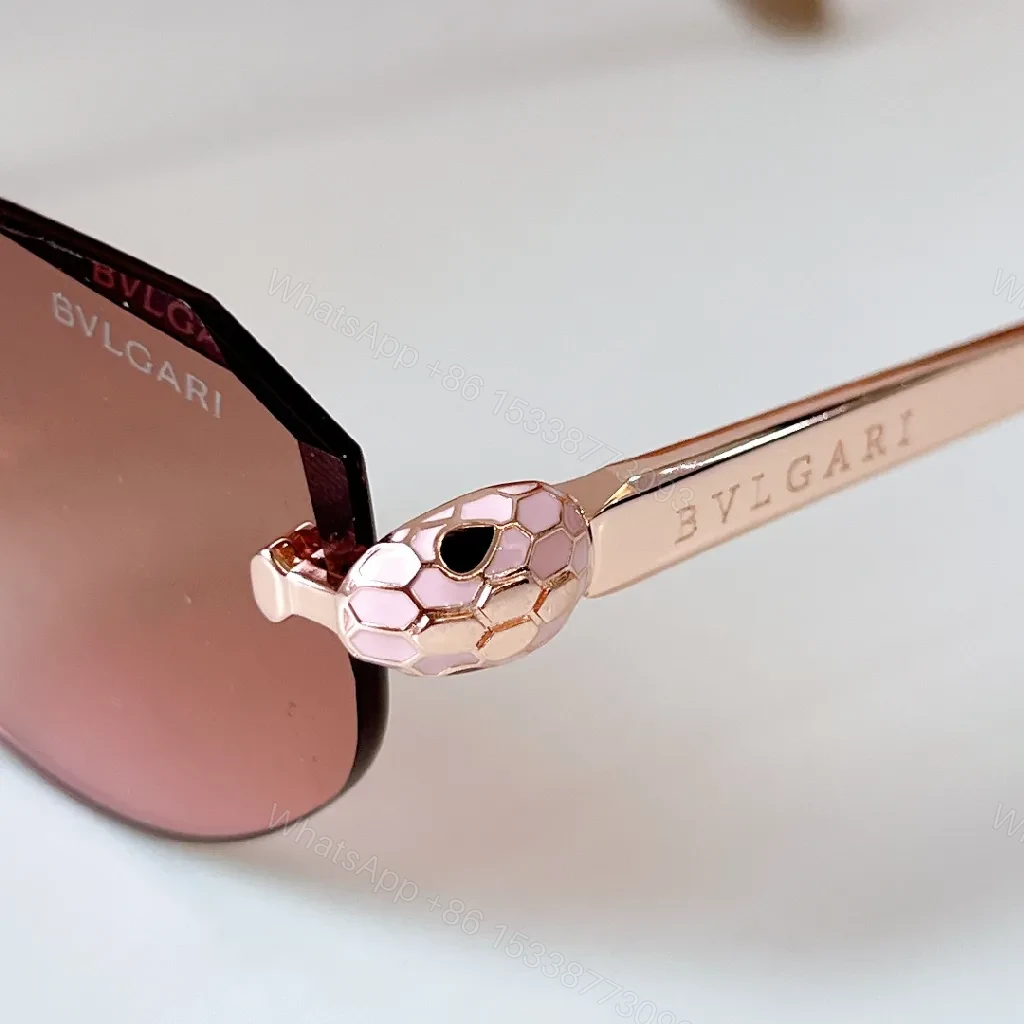 View 4 of Rose Gold Rimless Oval Shield Sunglasses, Luxury Style