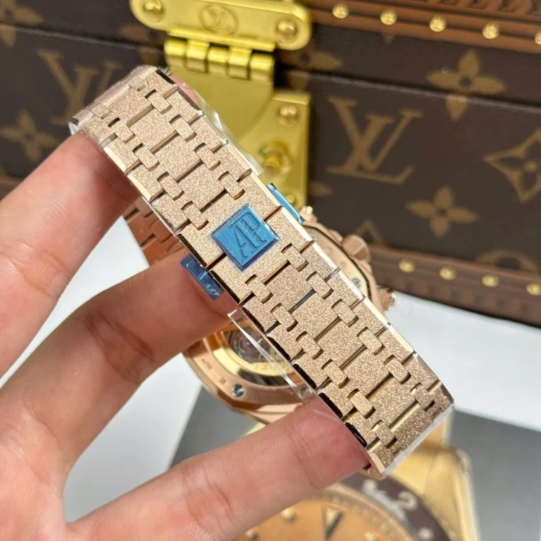 View 9 of Audemars Piguet Royal Oak Chronograph Frosted Gold 26240 Super Clone Blue Dial