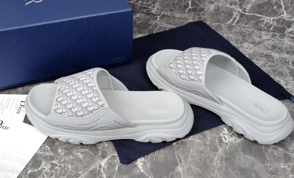 View 3 of Monogram Texture Slides: Dior-Inspired Luxe Comfort