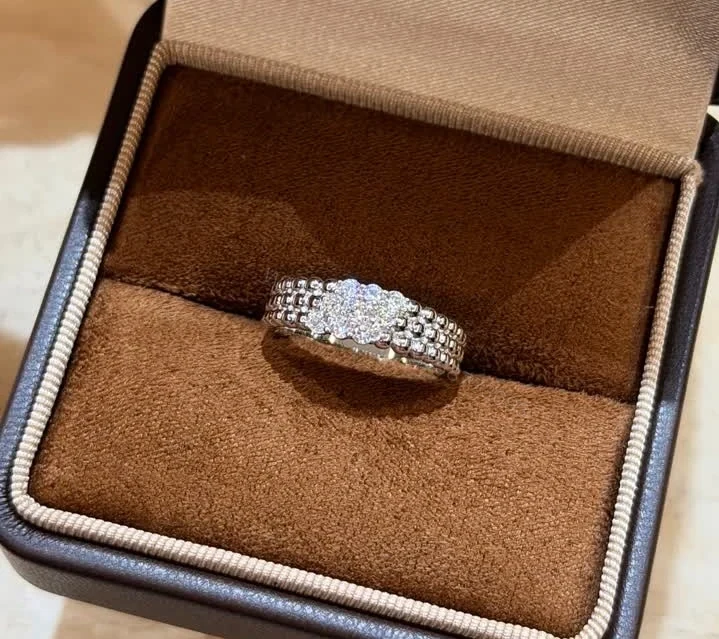 View 3 of Van Cleef & Arpels Perlée 3 Rows Diamond White Gold Ring TJ620