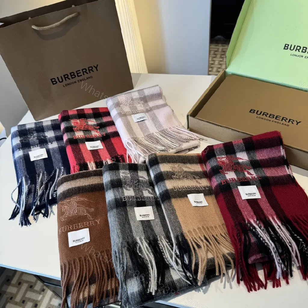 View 8 of Camel Check Scarf — Premium Knit, Fringed Edges, Timeless Luxury