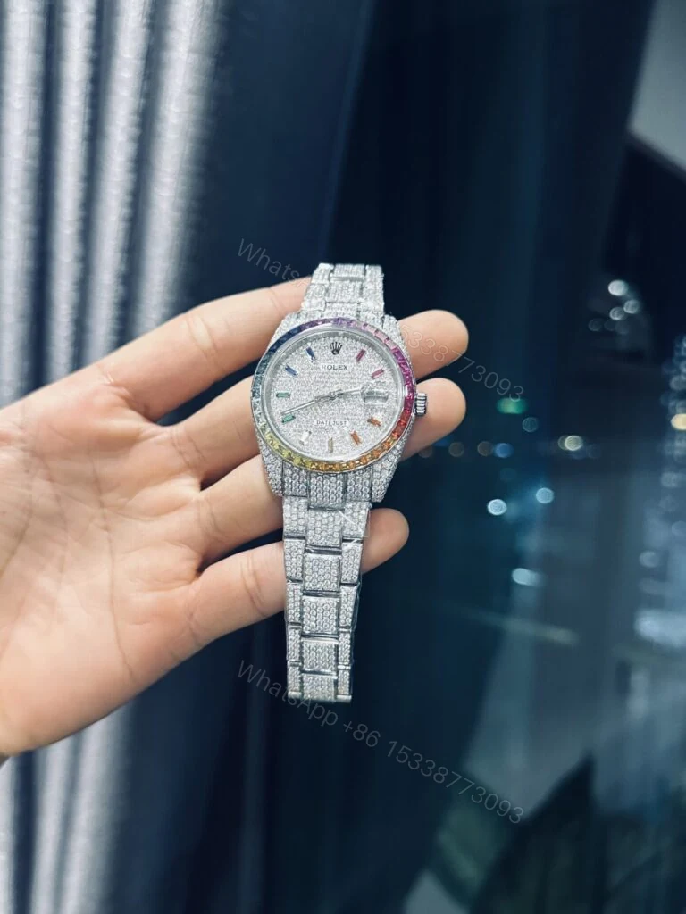 Datejust Rainbow 41mm Super Clone Custom Moissanite Diamonds — view 1