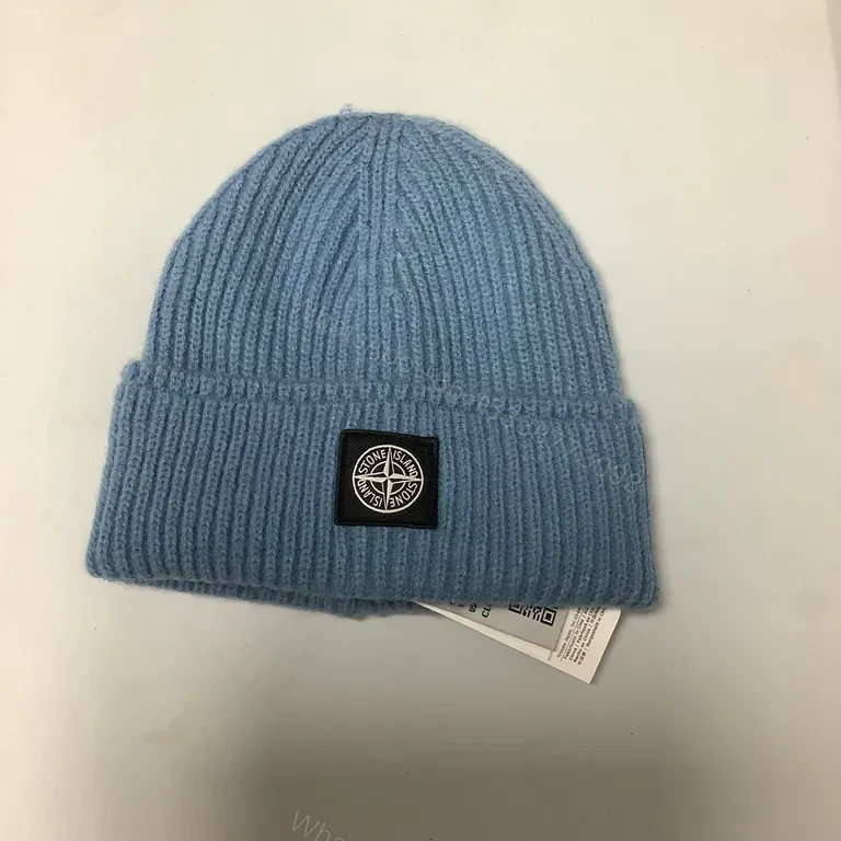 View 3 of Stone Island Wool-Blend Knit Beanie with Compass Patch, Navy