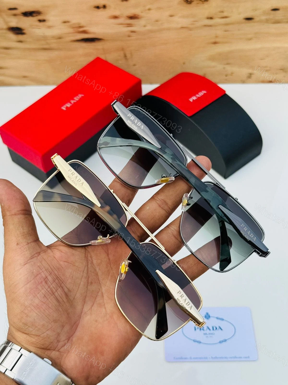 View 8 of Prada Square Aviator Black-Gold Gradient Unisex