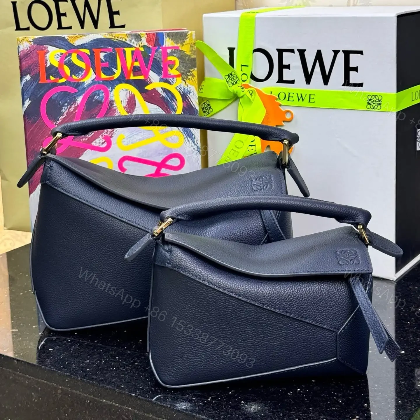 View 9 of 高仿Loewe*Puzzle系列5544單肩包小牛皮海軍藍Mini免檢版