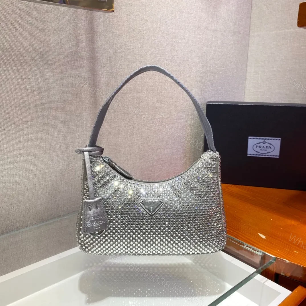View 7 of SPARKLING HOBO BAG 23 IN SILVER NYLON ATTACHED FULLY CRYSTALS
