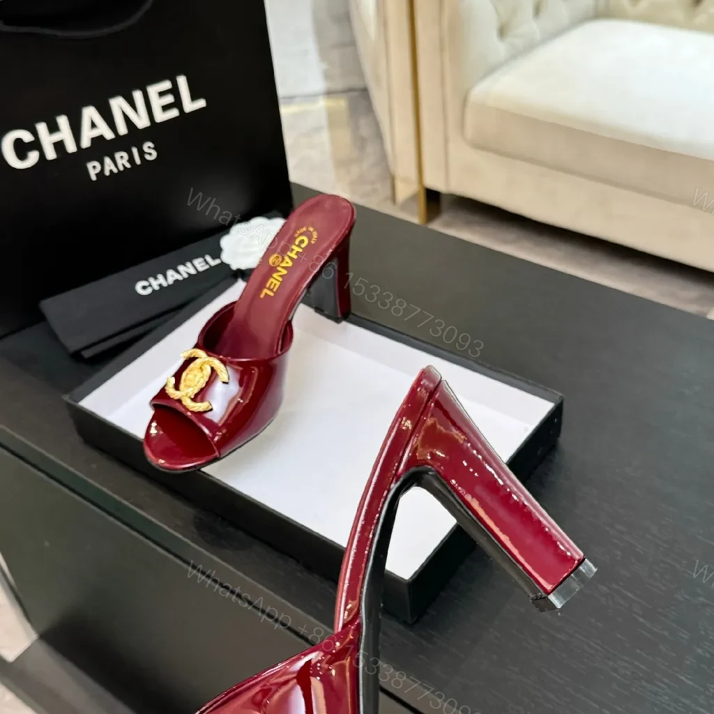 View 9 of Red Patent Slip-Ons: Gold Hardware, All-Day Comfort Mule