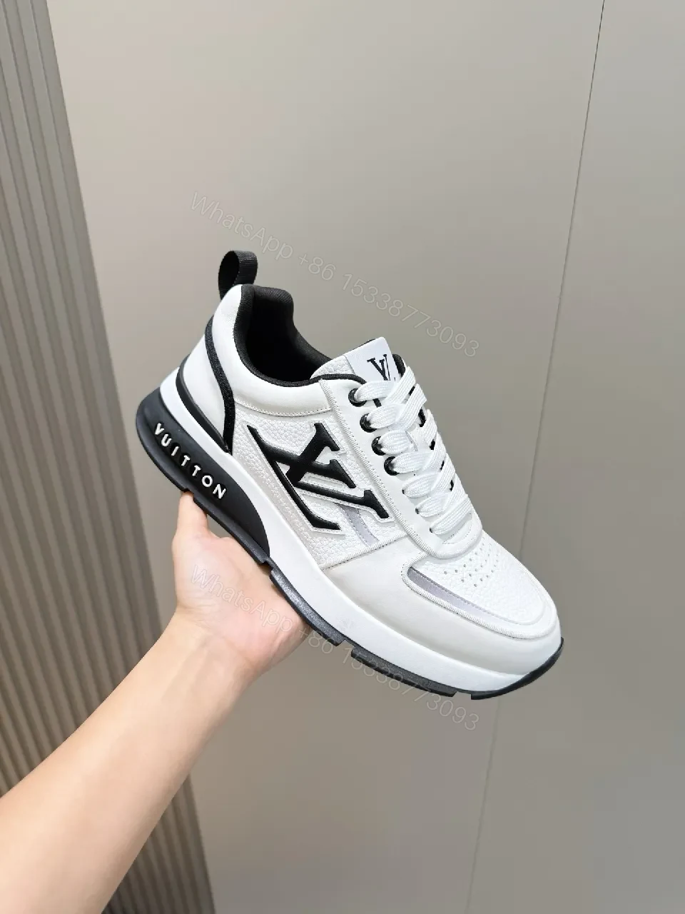 View 4 of White & Black Leather High-Tops with Luxe Detailing — Everyday Couture