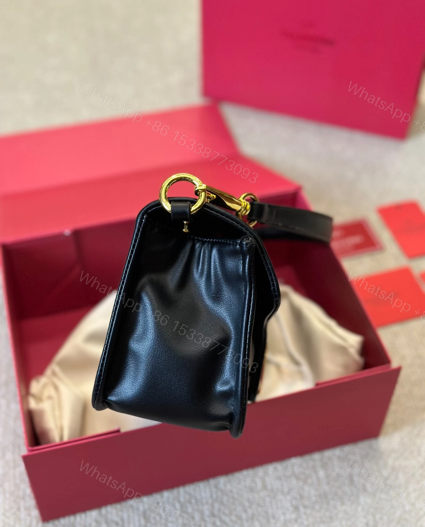 View 6 of VALENTINO GARAVANI VLOGO 1960 NAPPA LEATHER SHOULDER BAG BLACK 28CM 4W0B0N48ZFJ 0NO