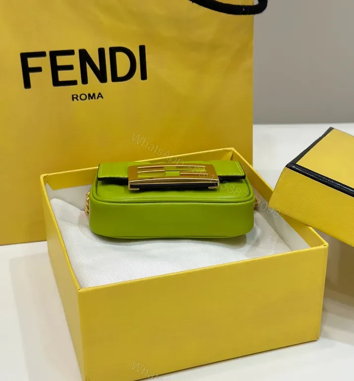 View 8 of Vivid Green Fendi Mini Bag: Bold Texture, Gold Detailing