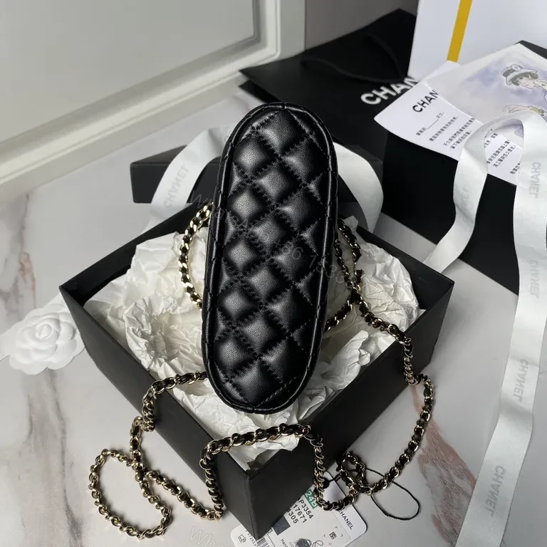 View 3 of Mini Quilted Black Flap Bag with Gold Chain â€” Everyday Luxe