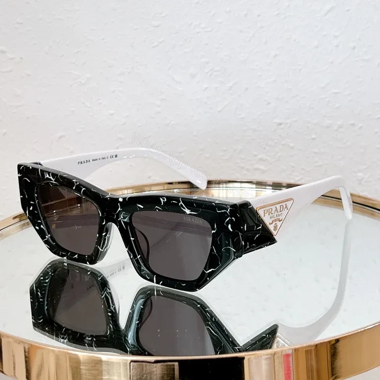 View 2 of Prada Slim Black Acetate Sunglasses â€“ Rectangular, UV400 Lenses