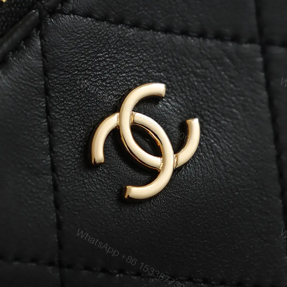 View 8 of White & Black Quilted Tote Mini Clutch with Gold Chanel Logo