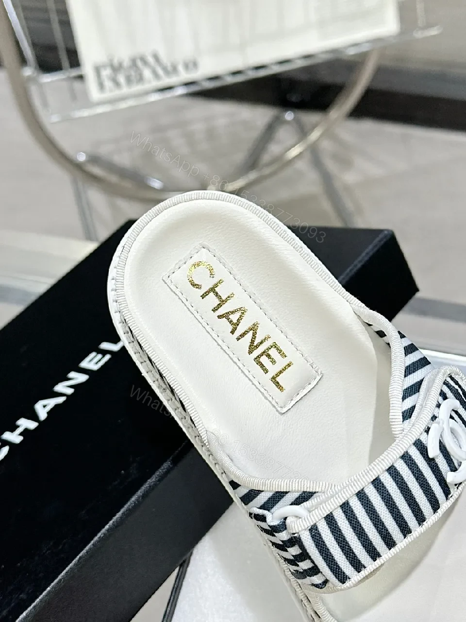 View 4 of Navy Stripes Comfort Sandals: Luxe Everyday Style