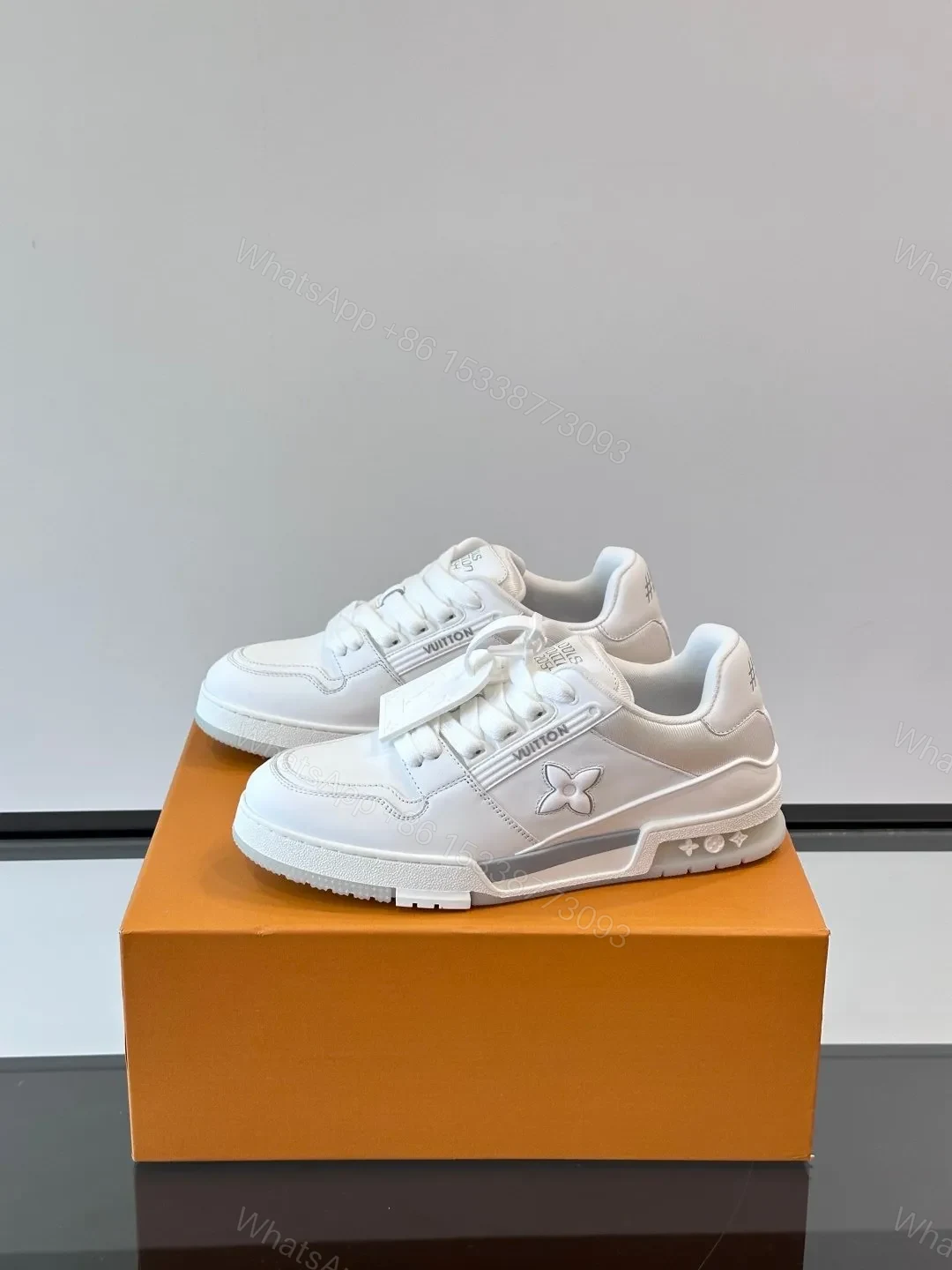View 3 of LV Men White Leather Sneakers