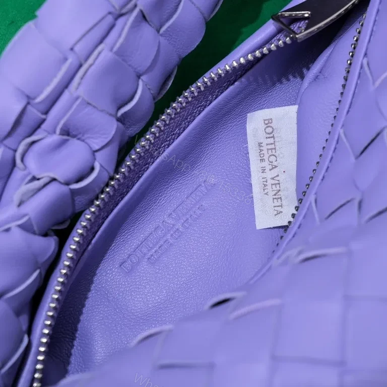 View 7 of Lavender Leather Bag, Knotted Interwoven Texture, Designer-Inspired Tote