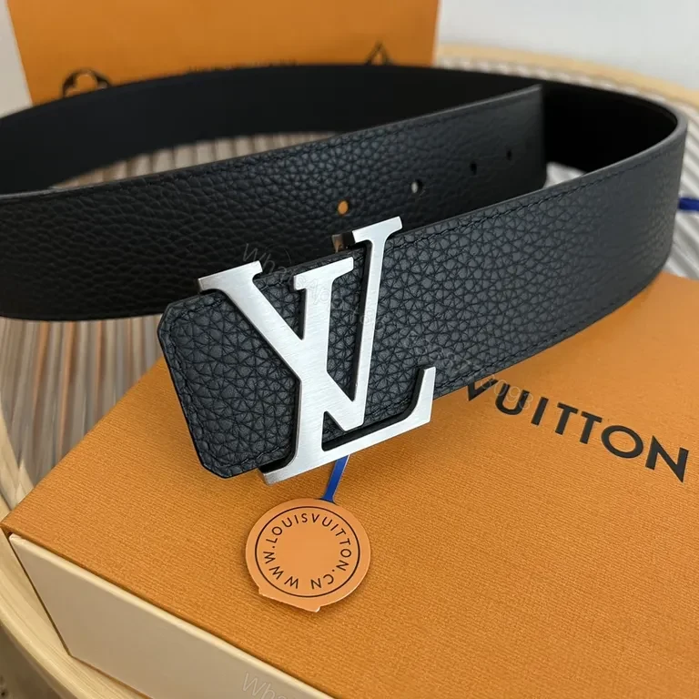 View 2 of Bold Leather Belt with LV Buckle - Modern, Durable Accessory
