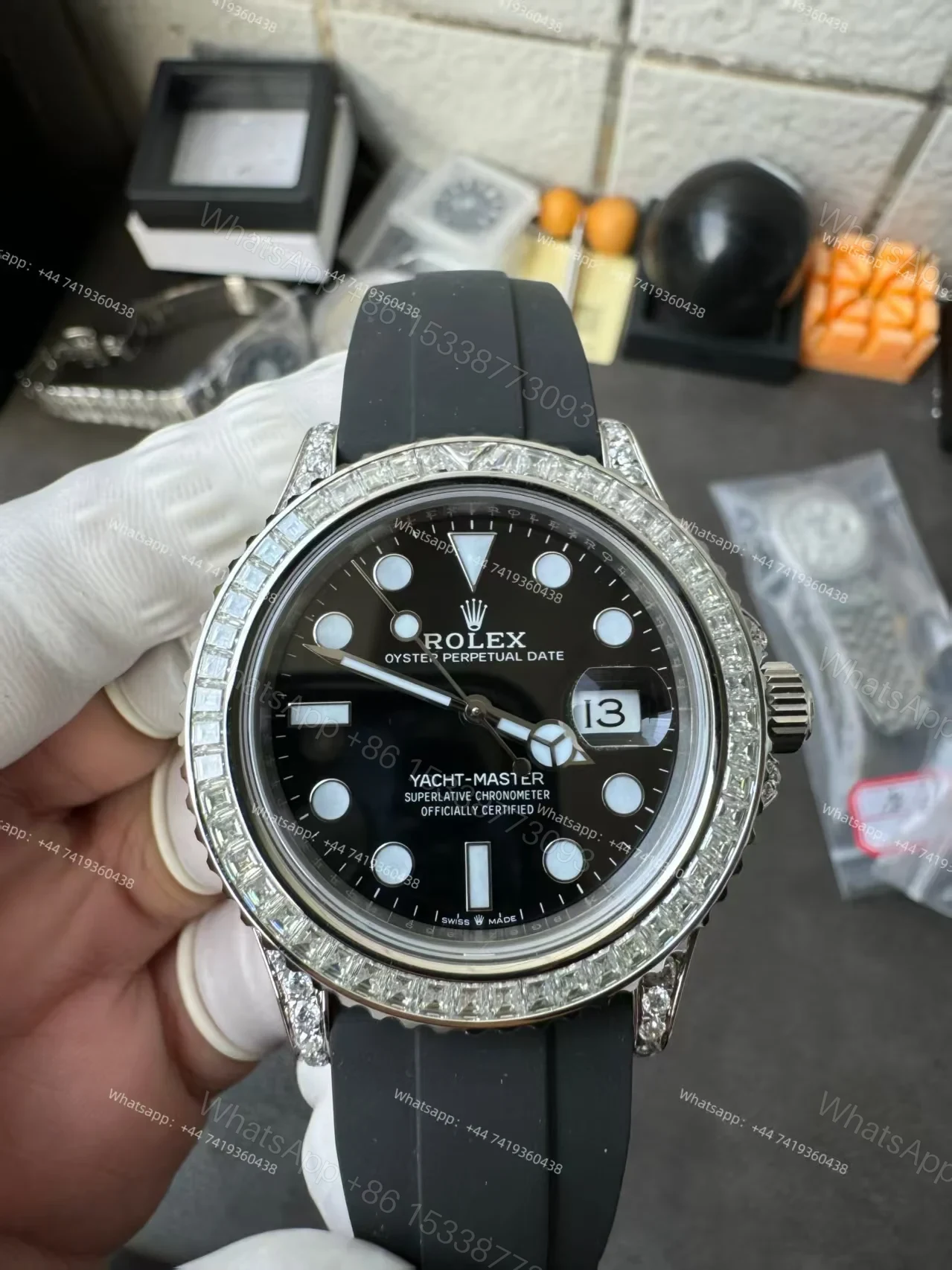View 19 of Rolex Yacht-Master 226679TBR 1:1 Replica 42MM Moissanite Diamond Lugs and Dial 3235 Movement Super Clone Watch