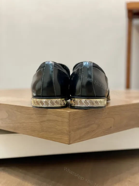 View 9 of Black Patent Loafers + Greek Key Heel + Luxury Everyday Shoes