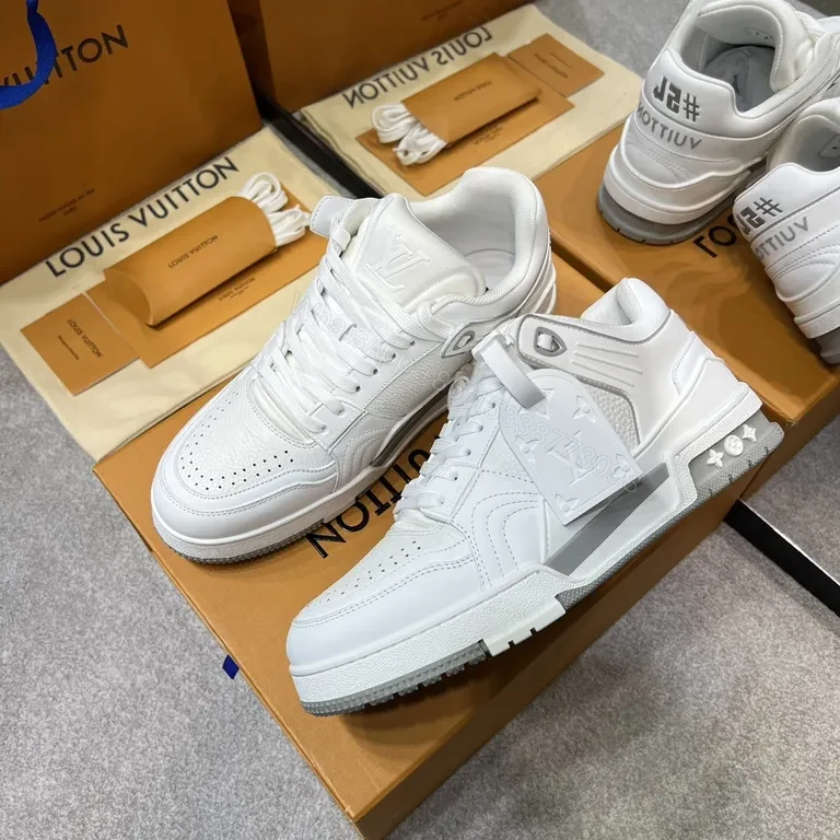 View 3 of Minimalist White Luxury Training Sneaker with LV Craft