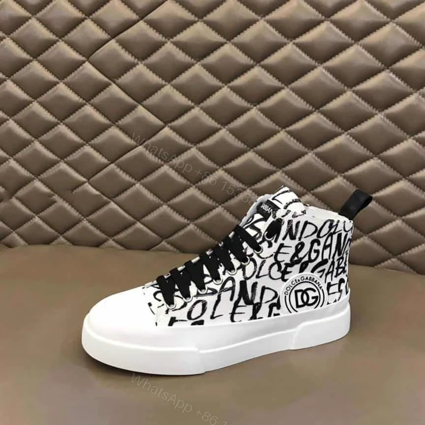 View 7 of DOLCE AND GABBANA CANVAS PORTOFINO LIGHT MID-TOP SNEAKERS WITH DG LOGO PRINT – DG109