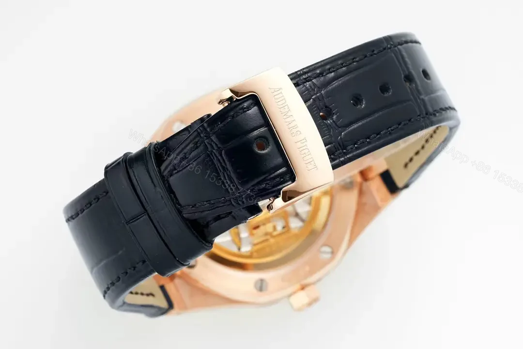 View 6 of Audemars Piguet Royal Oak 15510 Watch 41MM Rose Gold Case Deep Blue Dial Black Leather Strap Ultimate Edition AP-RO-15510-RG-DBLU-LTH-41