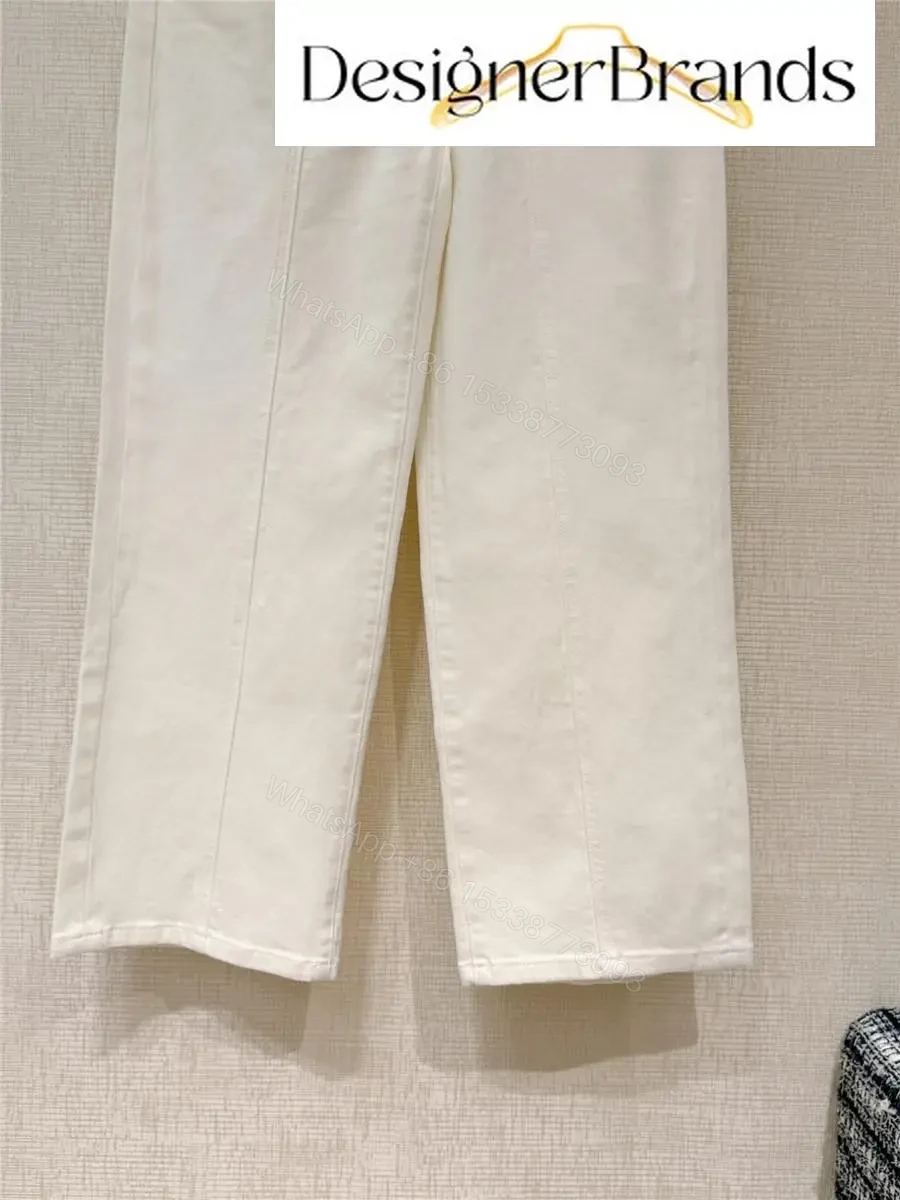 View 4 of Off-White Cotton-Twill Wide-Leg Trousers: Premium Comfort
