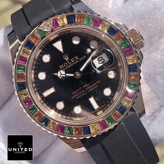 View 6 of Rolex Perpetual Yacht-Master Gem-Set Bezel 116695 SATS Replica
